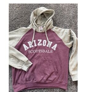 Crazy Apparel Arizona Scottsdale Raglan Hoodie Burgundy Grey XL‎ Mens Sweatshirt